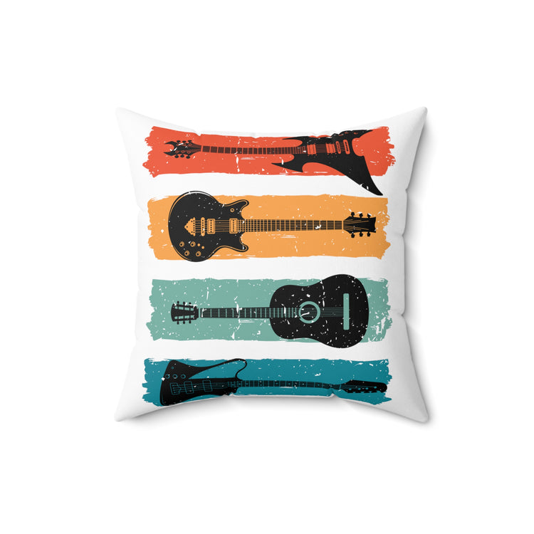 Humorous Old-Fashioned Electronic Guitars Music Performing Spun Polyester Square Pillow