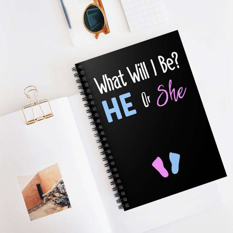 What Will I Be He or She Gender Reveal Spiral Notebook - Ruled Line