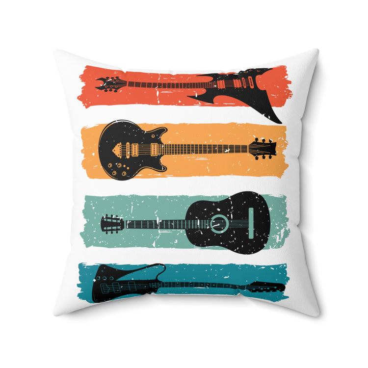 Humorous Old-Fashioned Electronic Guitars Music Performing Spun Polyester Square Pillow