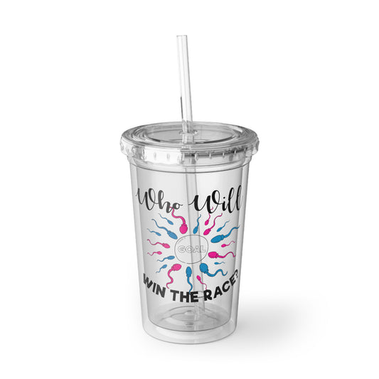 Who Will Win The Race Funny Gender Announcement Suave Acrylic Cup