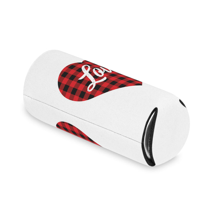 buffalo plaid heart 2 Can Cooler