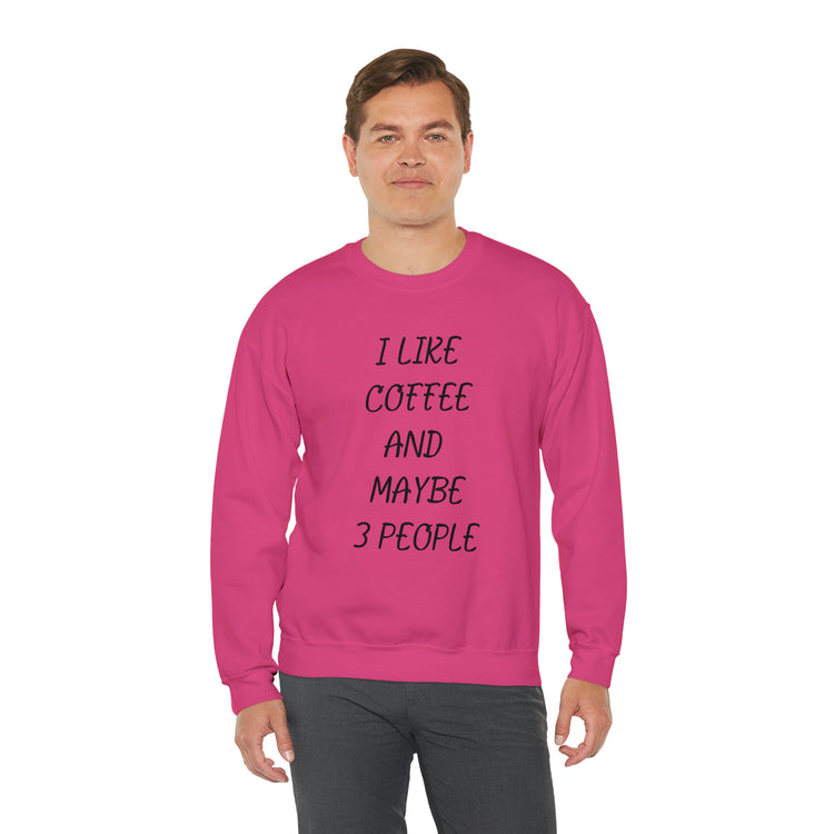 Humorous Caffeinated Introverts Illustration Saying Line Pun Unisex Crewneck Sweatshirt