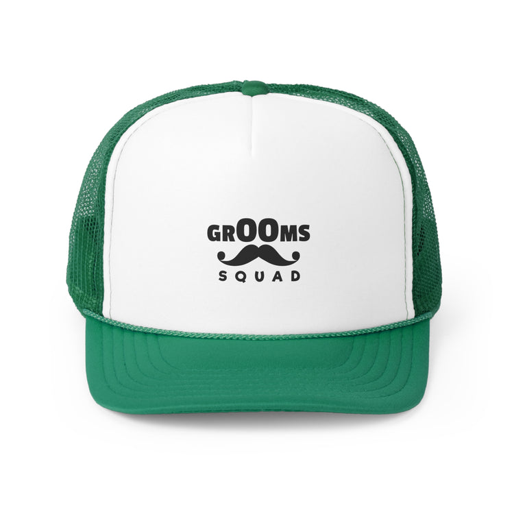 Funny Groom Squad Wedding Bachelors Mustache Wedding Trucker Caps