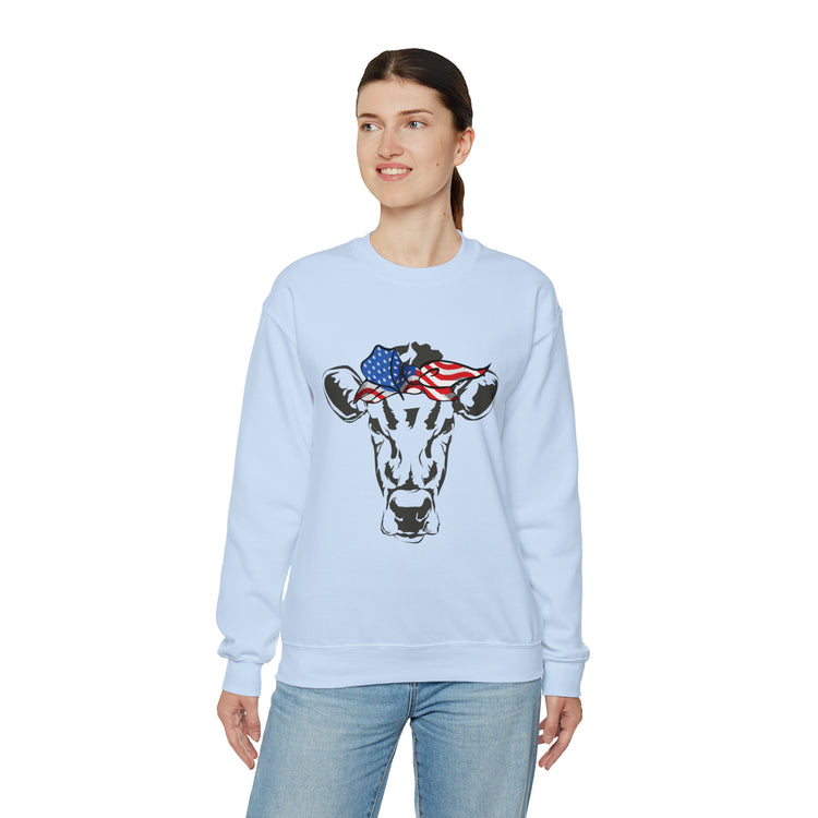 Humorous Cow Bandana Sarcastic Illustration Pun Mockeries Unisex Crewneck Sweatshirt