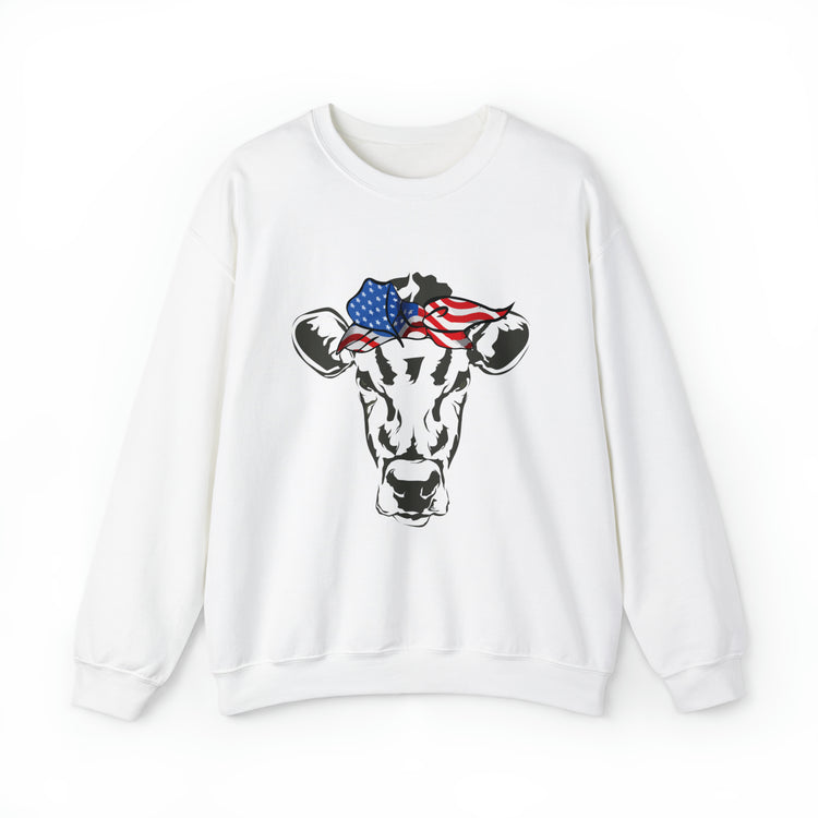 Humorous Cow Bandana Sarcastic Illustration Pun Mockeries Unisex Crewneck Sweatshirt