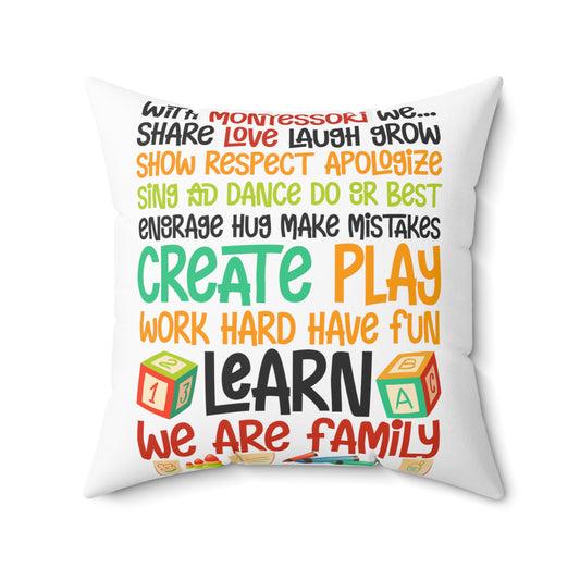 Motivational Daycare Teachers Appreciation Statements Line Spun Polyester Square Pillow