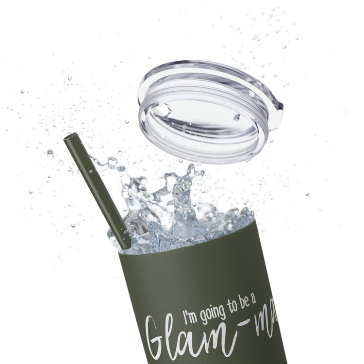 Glam-ma Glamma Pregnancy Announcement New Grandma Gift Skinny Tumbler with Straw, 20oz