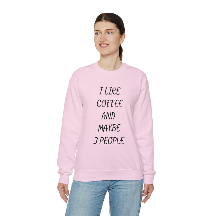 Humorous Caffeinated Introverts Illustration Saying Line Pun Unisex Crewneck Sweatshirt