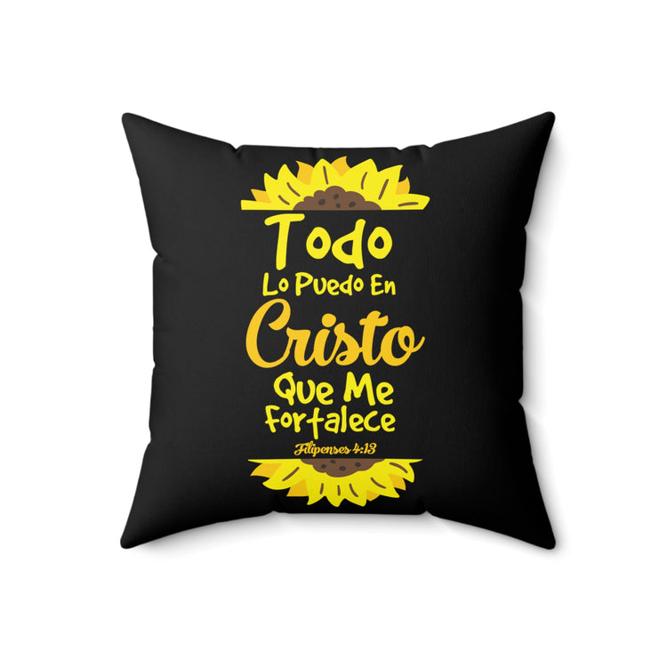 Spanish Verses Motivational Cute Mexican Worshipper Spun Polyester Square Pillow