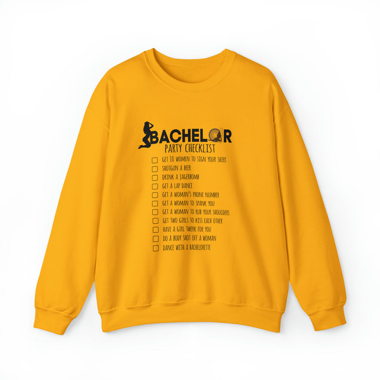 Novelty Bachelors Funny Bridal Marriage Checklist Line Unisex Crewneck Sweatshirt