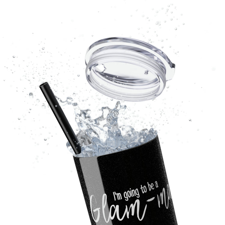 Glam-ma Glamma Pregnancy Announcement New Grandma Gift Skinny Tumbler with Straw, 20oz