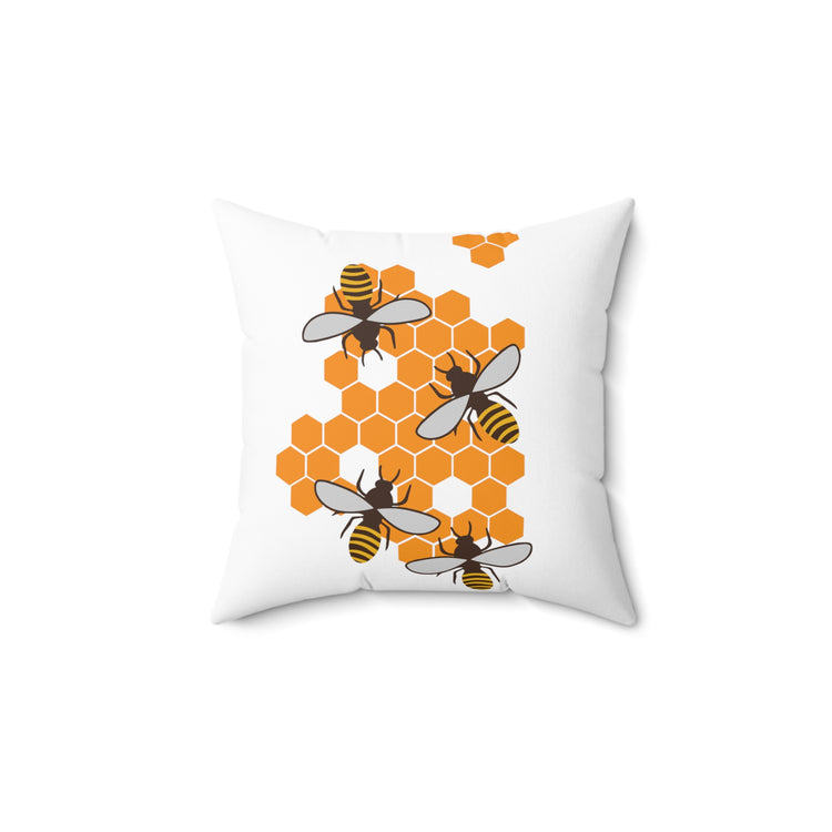 Beehive Bees Beekeeper Environmentalist Yellow Bee Hive Lover Spun Polyester Square Pillow