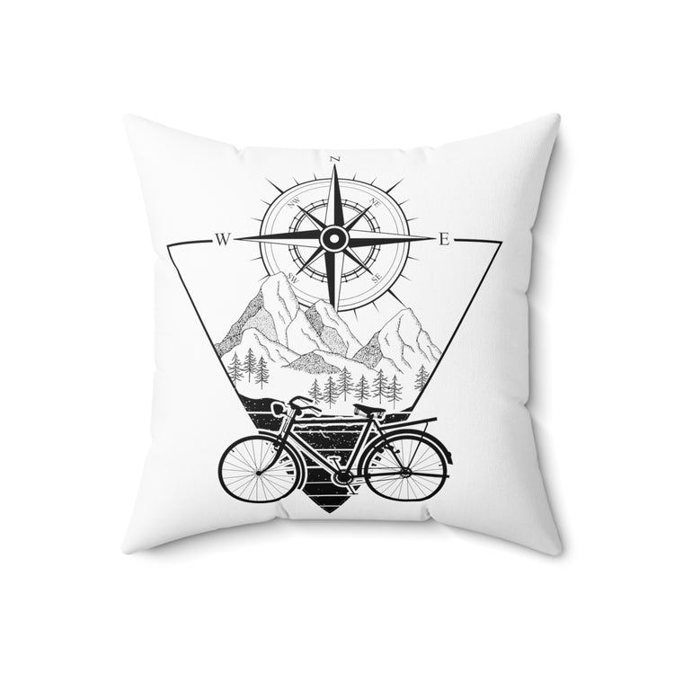 Novelty Vintage Mountain Fan Biking Bicycling Enthusiast Spun Polyester Square Pillow