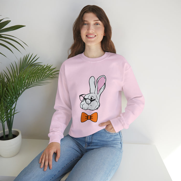 Funny Christian Egg Hunting Brainy Nerd Bunny Unisex Crewneck Sweatshirt