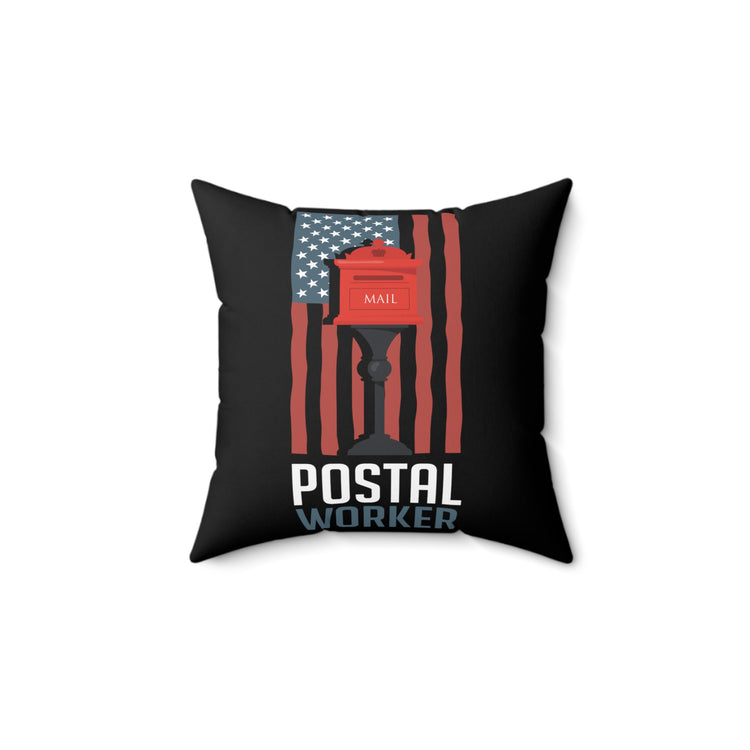 Vintage USA Flag Distressed Graphic Mailmen Appreciation Spun Polyester Square Pillow