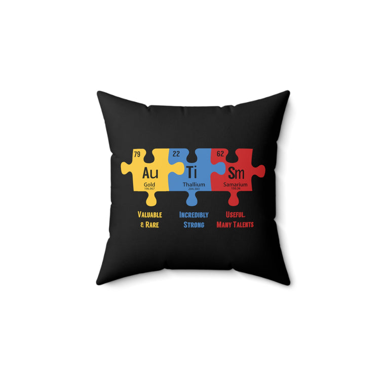 Autism Awareness Puzzle Periodic Elements Autistic Behavior  T Shirt Spun Polyester Square Pillow