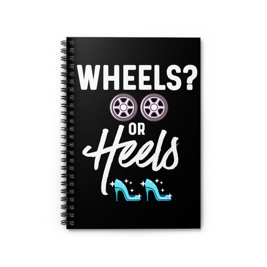 Wheels or Heels Gender Reveal Spiral Notebook - Ruled Line