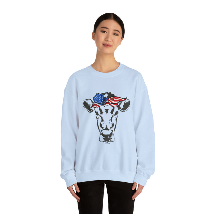 Humorous Cow Bandana Sarcastic Illustration Pun Mockeries Unisex Crewneck Sweatshirt