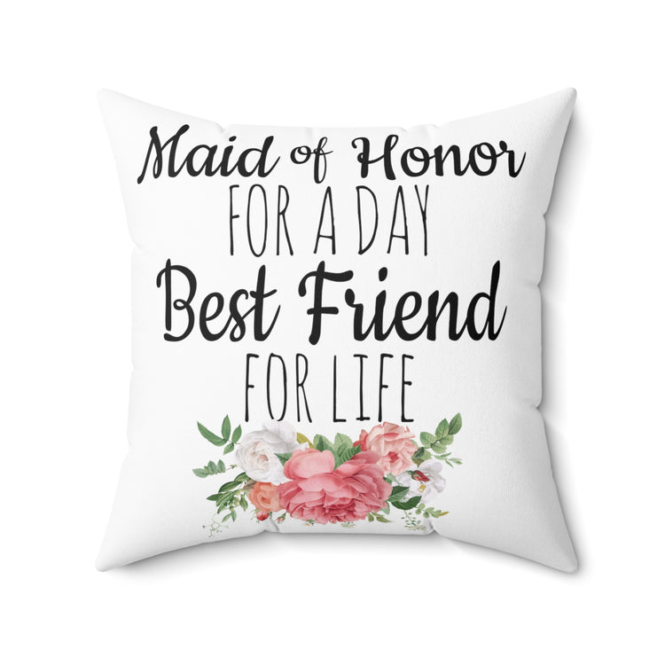 Humorous Bridal Besties Wedding Festivities Statements Pun Spun Polyester Square Pillow