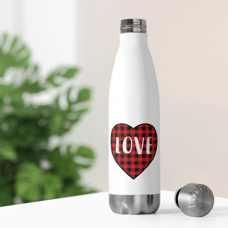 Motivational Checkered Hearts Couples Lovers Illustration Inspirational Plaid Heart Spouses Valentines Gags 20oz Insulated Bottle