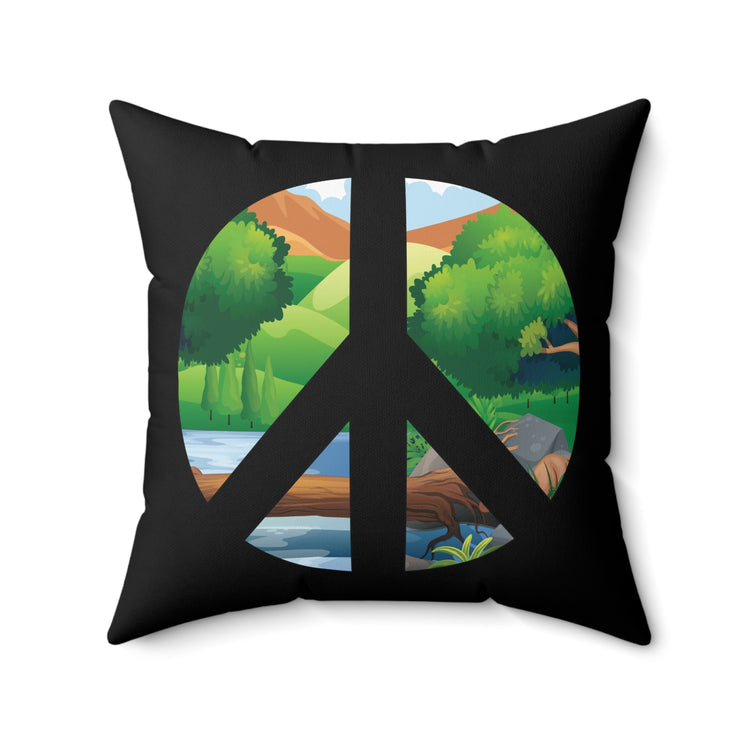 Peace Sign Nature For Earth Day Aesthetic Spun Polyester Square Pillow