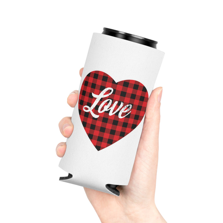 buffalo plaid heart 2 Can Cooler