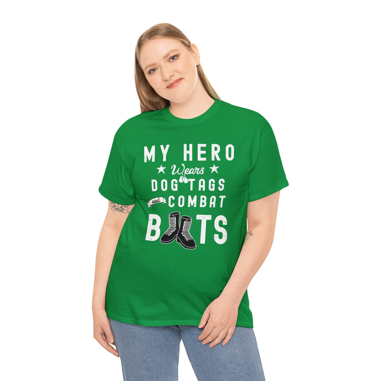 Shirt Funny My Soldier Wears Dog Tag Boots Quote Military Patriotic T-Shirt Unisex Heavy Cotton Tee