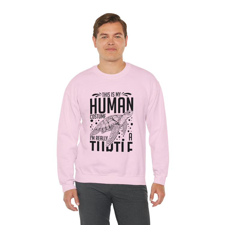 Funny Turtle Dressing Turtles Devotee Graphic Sayings Gag Unisex Crewneck Sweatshirt