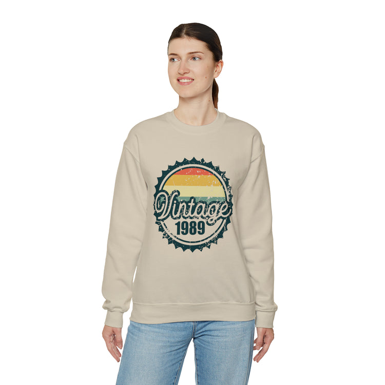 Vintage Thirties Birthday Distressed Illustration Funny Mockery Unisex Crewneck Sweatshirt