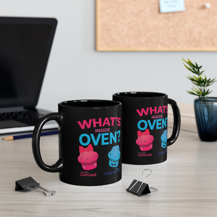 What's Inside Oven Little Cupcake or Muffin Men Women Gift Black mug 11oz