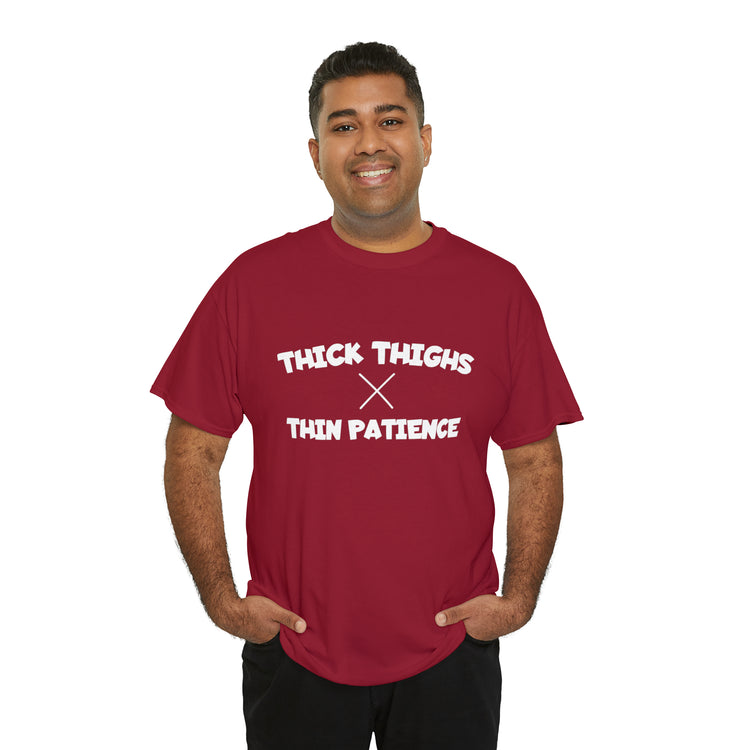 Shirt Funny Thick Thighs Thin Patience Introvert Confidence Unique Statement Breathable T-Shirt Unisex Heavy Cotton Tee