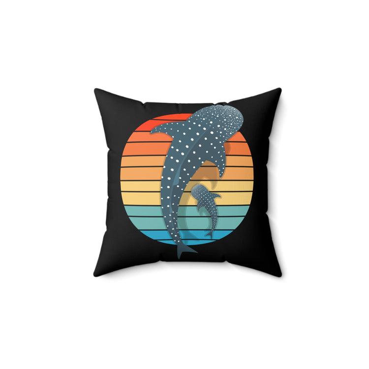 Dolphin Devotee Environmentalist Conservationists Vintage Whales Shark Kayaking Spun Polyester Square Pillow