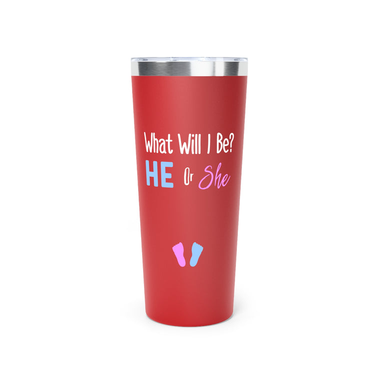 What Will I Be He or She Gender Reveal Copper Vacuum Insulated Tumbler, 22oz