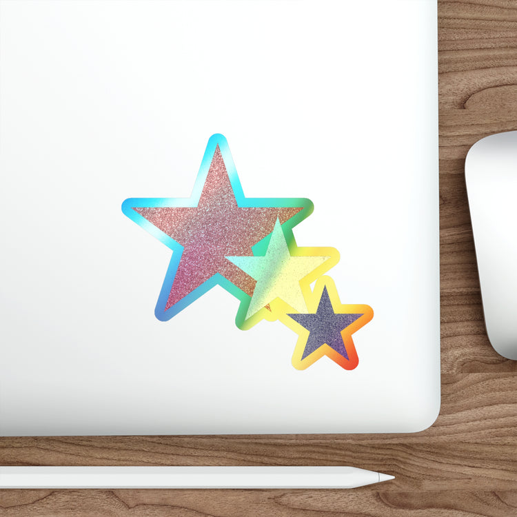 Three Stars Fourth Of July Holographic Die-cut Stickers