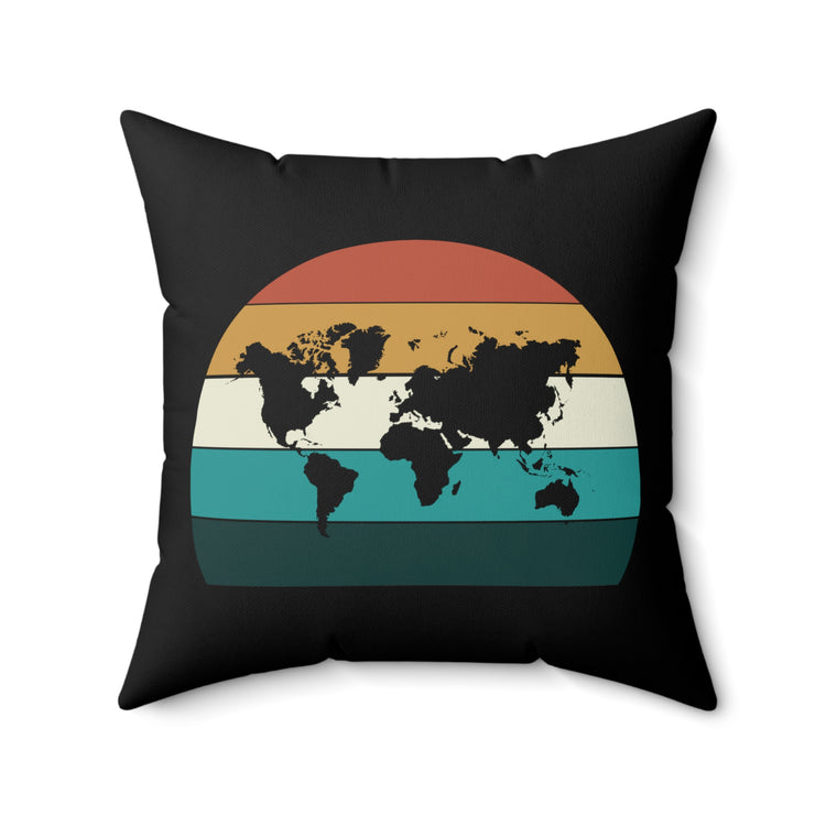 Humorous Vacations Location Geography Globally Hometown States Patriotic Spun Polyester Square Pillow