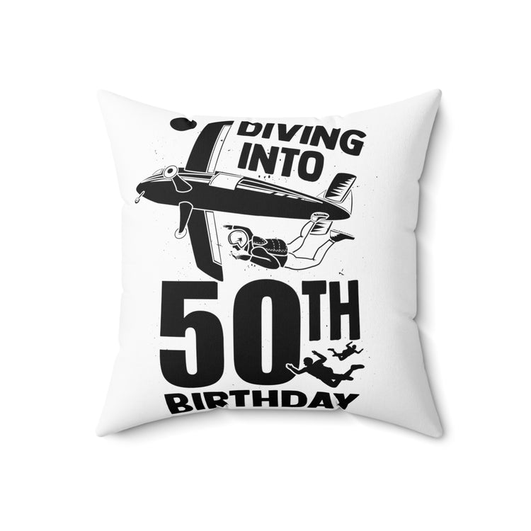 Humorous Diving Into My Diving Into My 50th Birthday  Spun Polyester Square Pillow