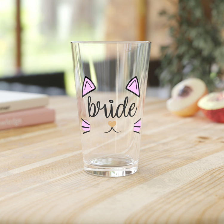 Bride Cat Bachelorette Team Bride Shirt Bridal Party Shower Gift Bridesmaid Shirts Pint Glass, 16oz