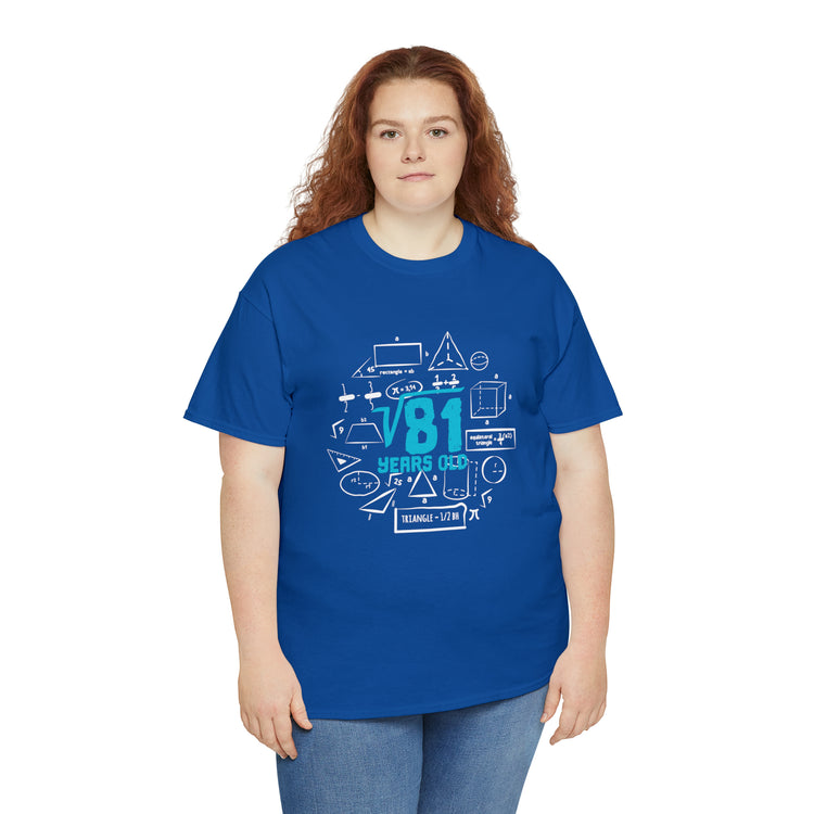 Shirt Funny Square Root 9th Birthdays Graphic Math Geek Numerical T-Shirt Unisex Heavy Cotton Tee