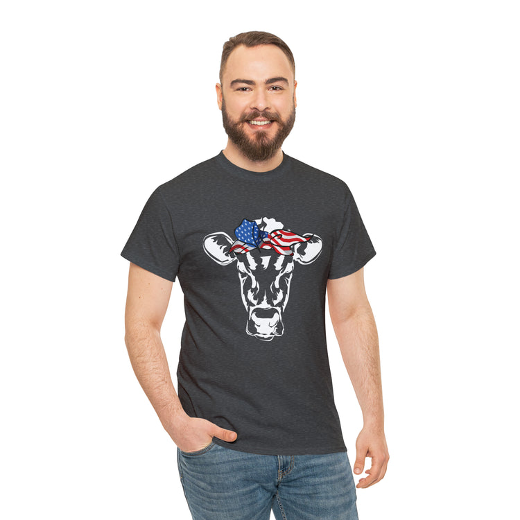 Cool Cow with USA American Flag Bandana Vegan Clothing Herbivore Shirt | Vegetarian T Shirt | Heifer Shirt | Cowgirl Shirt | Farmer Shirt