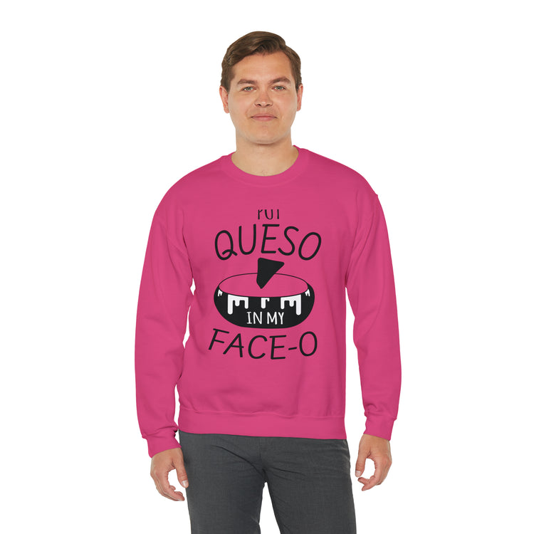 Humorous Mexican Queso Enthusiasts Food Illustration Gags Unisex Crewneck Sweatshirt