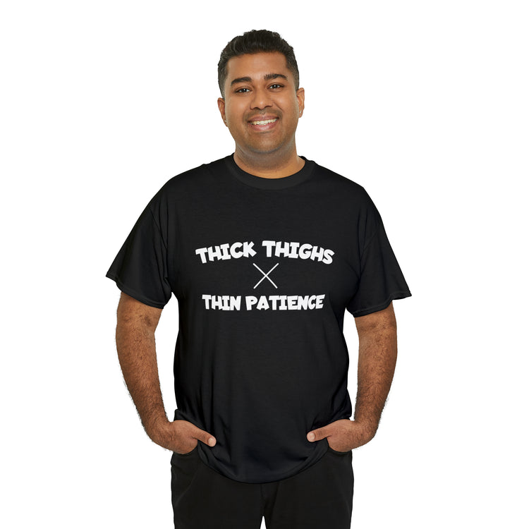 Shirt Funny Thick Thighs Thin Patience Introvert Confidence Unique Statement Breathable T-Shirt Unisex Heavy Cotton Tee