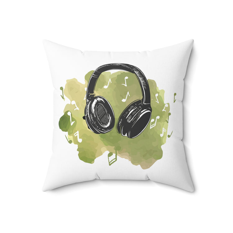 Humorous Earphone Headset Sounds Melody Enthusiast Spun Polyester Square Pillow