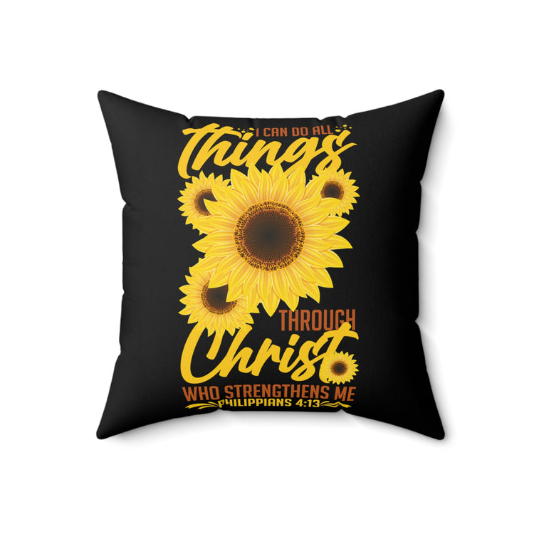 Inspirational Christianity Sunflowers Philippians Catholic Religious Uplifting Scriptures Spun Polyester Square Pillow