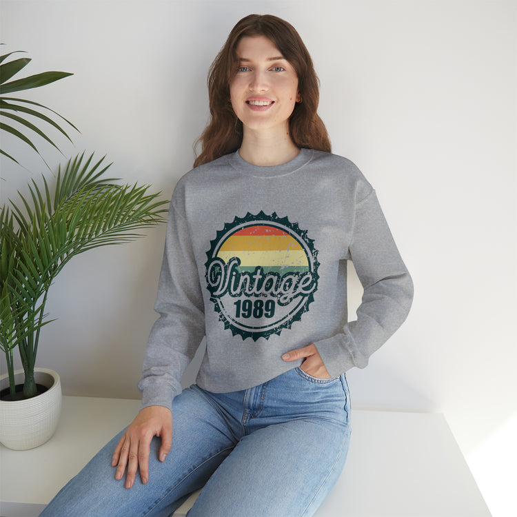 Vintage Thirties Birthday Distressed Illustration Funny Mockery Unisex Crewneck Sweatshirt