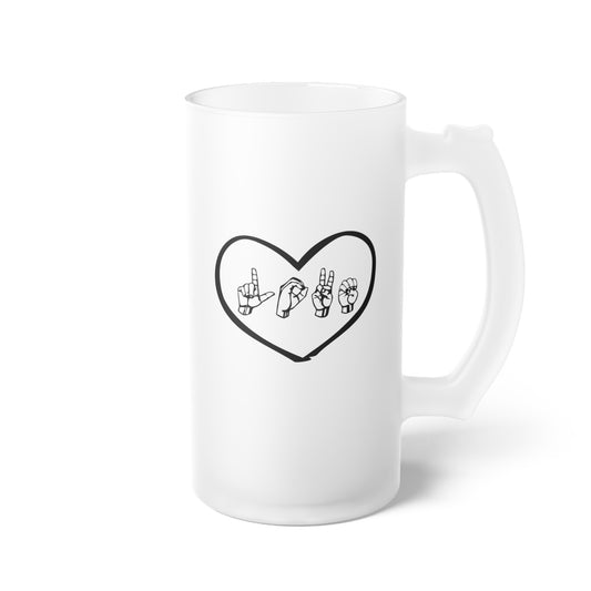 Novelty Hand Signals Gesture Hearts Day Passion Frosted Glass Beer Mug