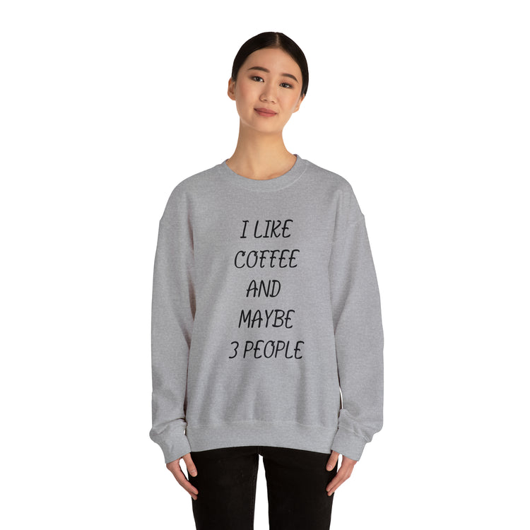 Humorous Caffeinated Introverts Illustration Saying Line Pun Unisex Crewneck Sweatshirt