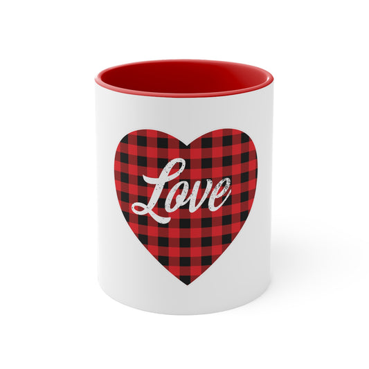 buffalo plaid heart 2 11oz Accent Mug