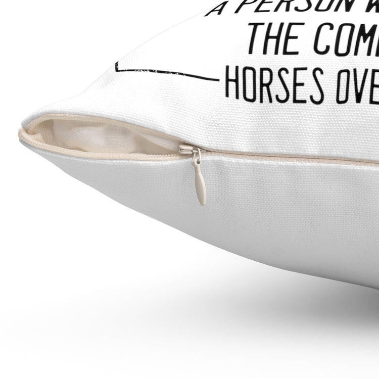 Hilarious Equestrian Horseman Horseback Riding Racehorse Fan Spun Polyester Square Pillow