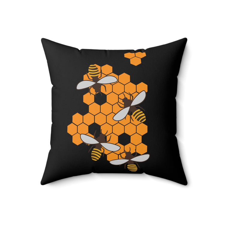 Beehive Bees Beekeeper Environmentalist Yellow Bee Hive Lover Graphic Spun Polyester Square Pillow