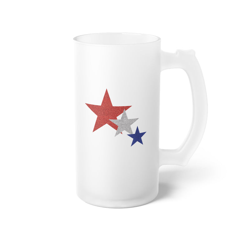 Three Stars Fourth Of July Frosted Glass Beer Mug